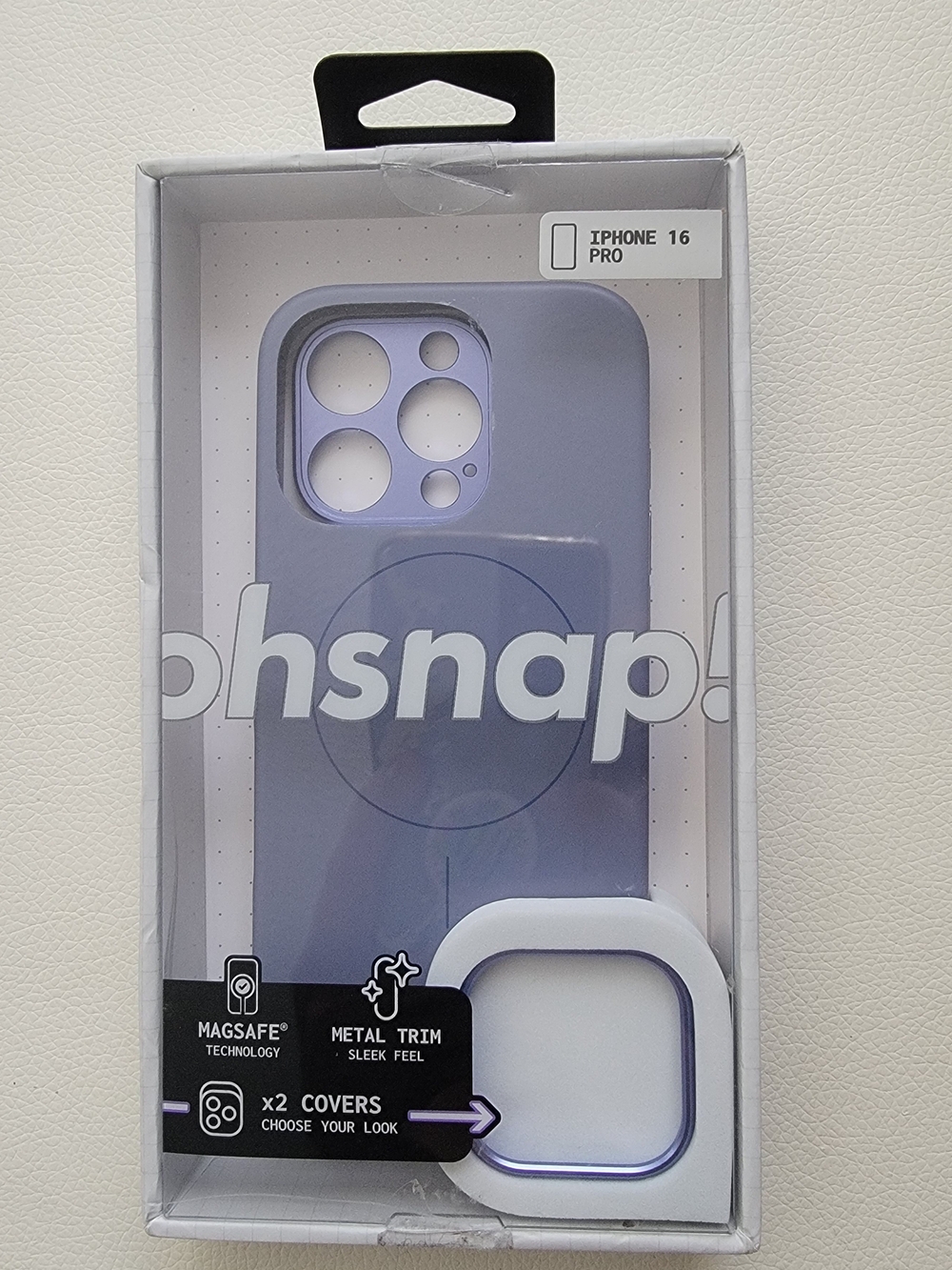 Ohsnap!! iPhone 16 Pro Case with MagSafe and Metal Trim, Crushed Orchid.